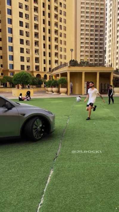 Playing football with my car :D