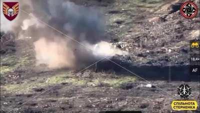 Explosion sends Russian soldier flying