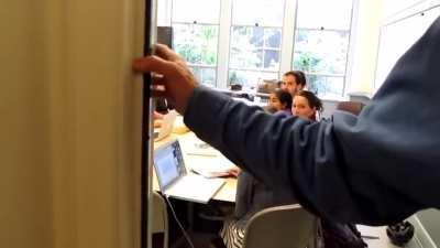 Guy walks into random classroom and starts filming and when hes asked to leave he comes back