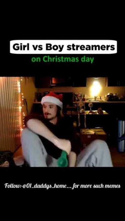 Girl vs boy streamers on Christmas day