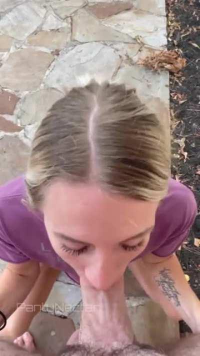 Sucking a meaty cock