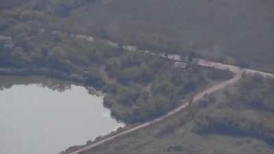 ua pov An American-made M30A1 rocket hits a Russian Grad in the region of Donetsk.