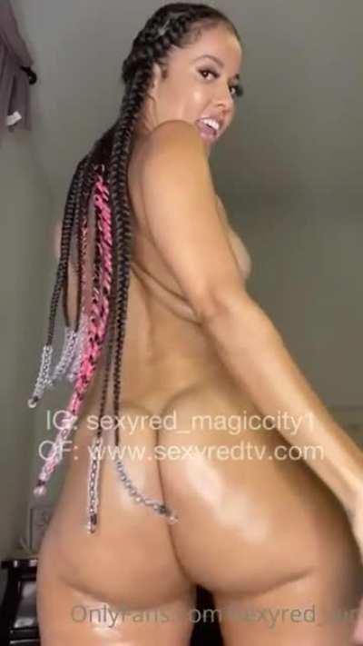 Clapping her cheeks red