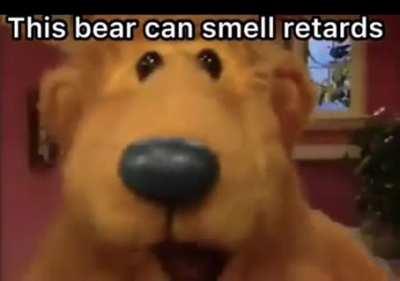 My bear can smell retards