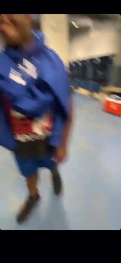 Tiny bully provokes a gentle giant, gets humiliated and beat into a locker