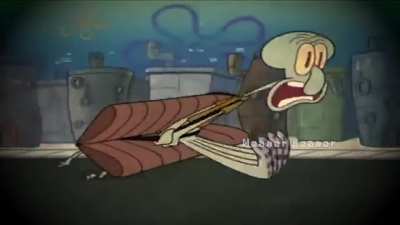 SpongeBob driving in my boat