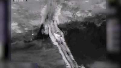 ru pov - Russian LMUR missile hits what looks like a BMP on a bridge