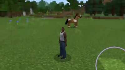 Cj San Andreas 3D Model in Minecraft PE (it was hard to import the file in the game)