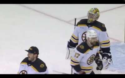 Foligno interrupts Swayman-Ullmark hug; Ullmark feels betrayed but Swayman ultimately wins him over