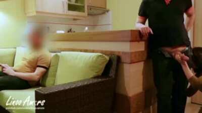 Hottie Milf Step Mom Sucks and Fucks Son while Dad is in the same Room