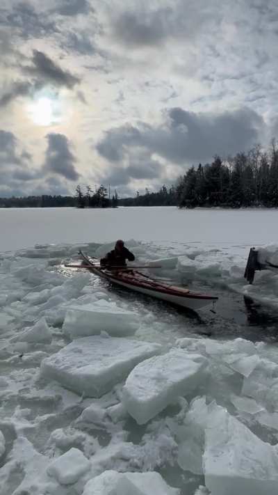 Fun ice kayak rolling!