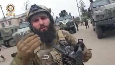 (Pro Putin) Chechen forces captured 4 Ukrainian Varta armored Infantry vehicles shown in the video in which Special Forces Commander Hussein Medizov assures continues advances