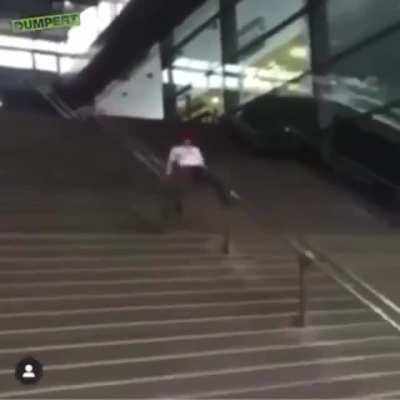 Sliding through the stairs