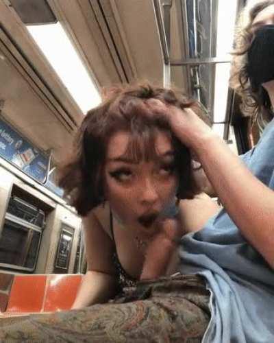 getting caught giving a blowjob on the train😳😳