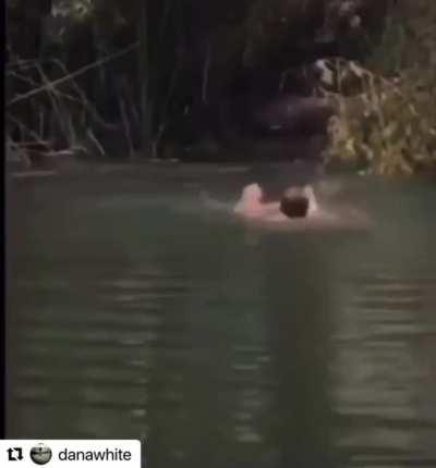 She can’t swim either!