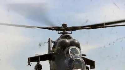 Mi24 in action during training of Russian troops