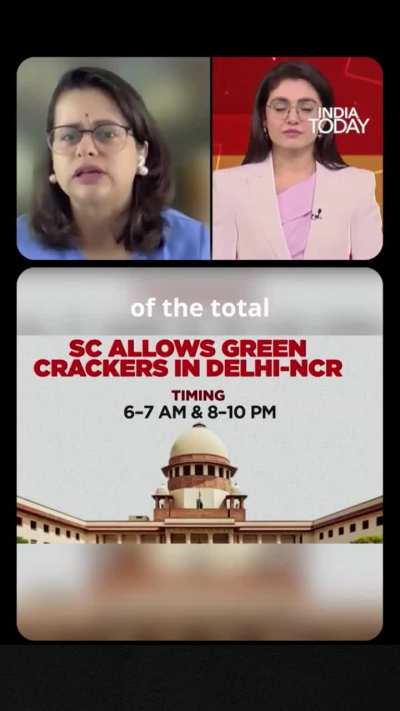 Green Crackers Get 'Supreme' Sparkle

Firecrackers in Delhi actually contribute less than 7% to the total pollution, which is primarily caused by industrial emissions, vehicle pollution, and stubble burning: Sujata Pandey, Activist