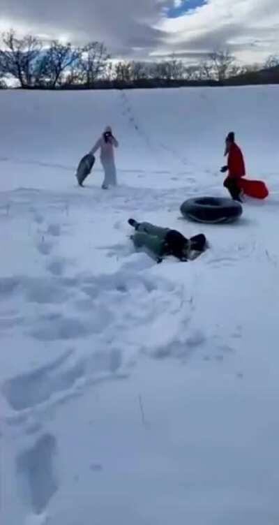 Girls Having fun on the snow