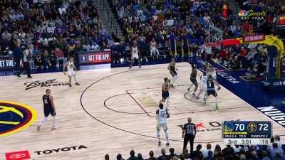 [Highlight] Warriors rookie Trayce Jackson-Davis with the slick spin move to leave Jokic in the dust at half court, drives to the basket and gets the bucket through contact.