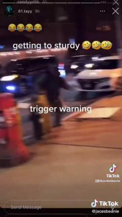 fat ass nigga getting sturdy on top of a car😂😂😂