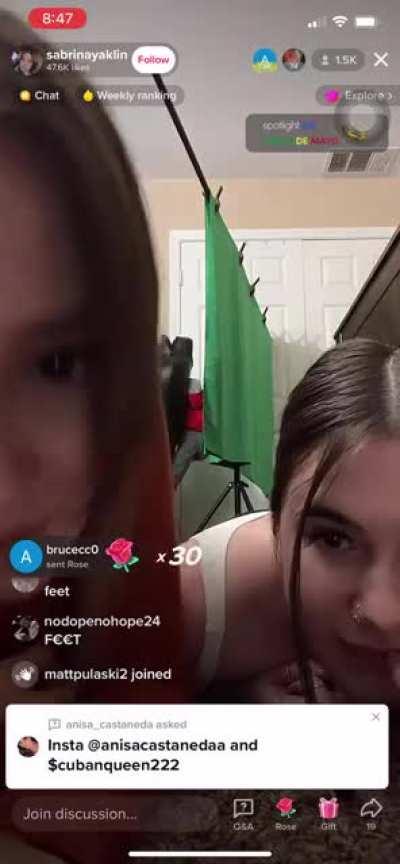 @sabrinayaklin live with @anisa_castaneda Pt 3