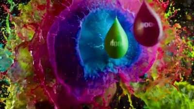 Colorful paint filled balloons smacking a guy in the face repeatedly