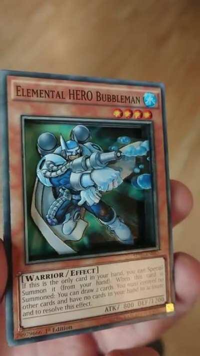 3D Yu-Gi-Oh Card: Elemental HERO Bubbleman. In 3B! Bubble Blastin Batman