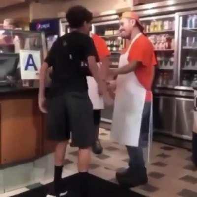 Weak teen tries picking a fight