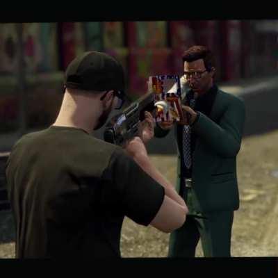 My friend and I discovered that the blast shield on the firework launcher is functional. It kept a point-blank shot from the Railgun from killing him.