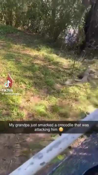 Got him with the frying pan 