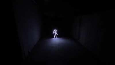 Little girl running around in a custom LED costume her dad made