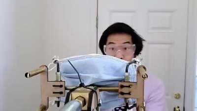 This genius just invented the perfect mask applicator that you can shoot at people not wearing masks (by Allen Pan)