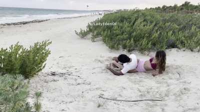 Is squeezing on a public beach too crazy?