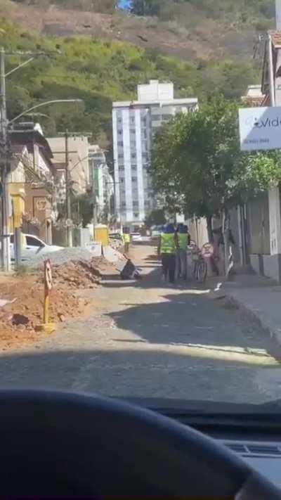 The heat has everyone on edge. Construction Worker takes it to next level.