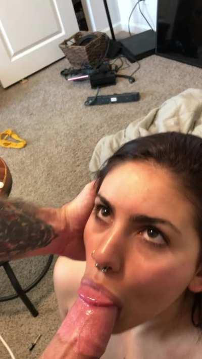 Lips wrapping around a thick cock