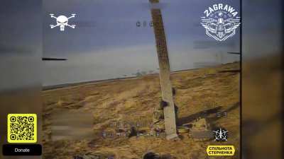 This Russian crawled around the pole for a long time, trying to escape from the drone, so he ended up dying exhausted.