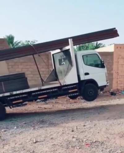 When you don’t have a forklift and you’ve got a tight schedule, you have to get creative. Is he in idiot?