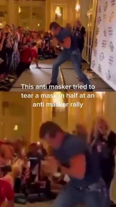 Trying to destroy a face mask