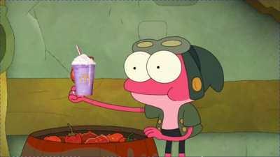 Sprig after he drinks the Grimace shake