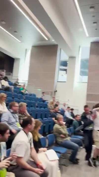 Trinity lecturer Lory Kehoe manhandling a student