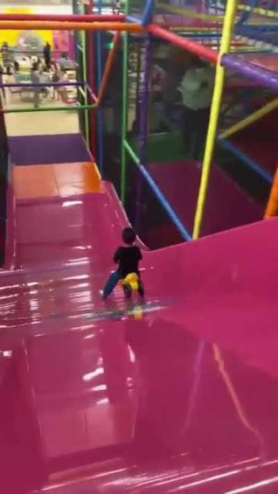 Kid almost achieves terminal velocity