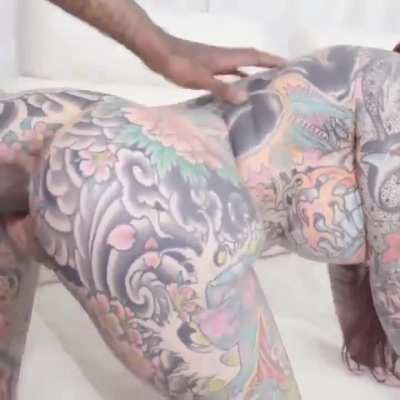 Fully tattooed girl get's a hard pounding 