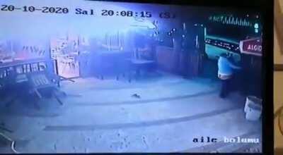 Just a guy walking his dog