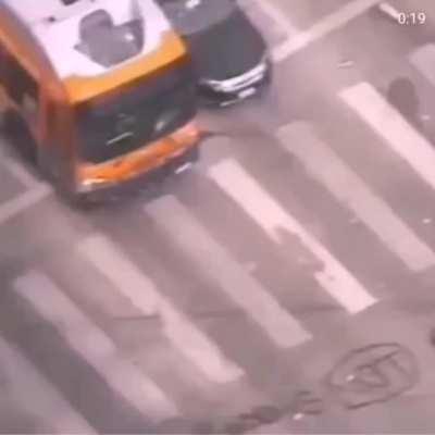 Was he pepperspray at the invisible man that knocked him off from the truck? 😂