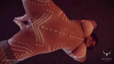 Lara Croft summons Lurker in the Deep [Tomb Raider] (wildeer)