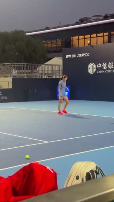 Emma practicing under the lights in Beijing 🇨🇳✨