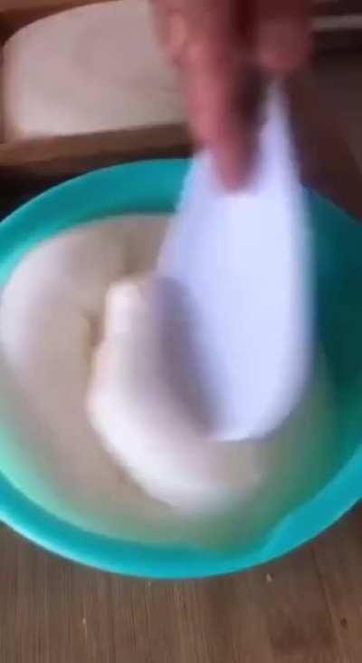 The way this dough is prepared and placed in the wooden mold