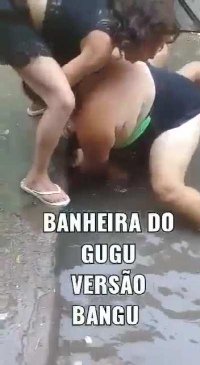 Fighting in the sewer.