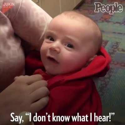 Baby gets ear (cochlear) implant and hears for the first time