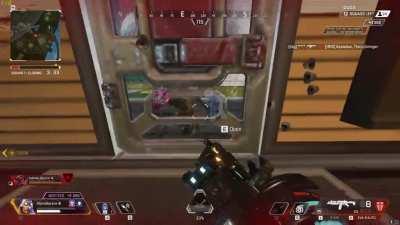 While in a classic 1v1 door fight, my downed teammate had the idea to sneak up behind the enemy and open the door to help me get the jump on them